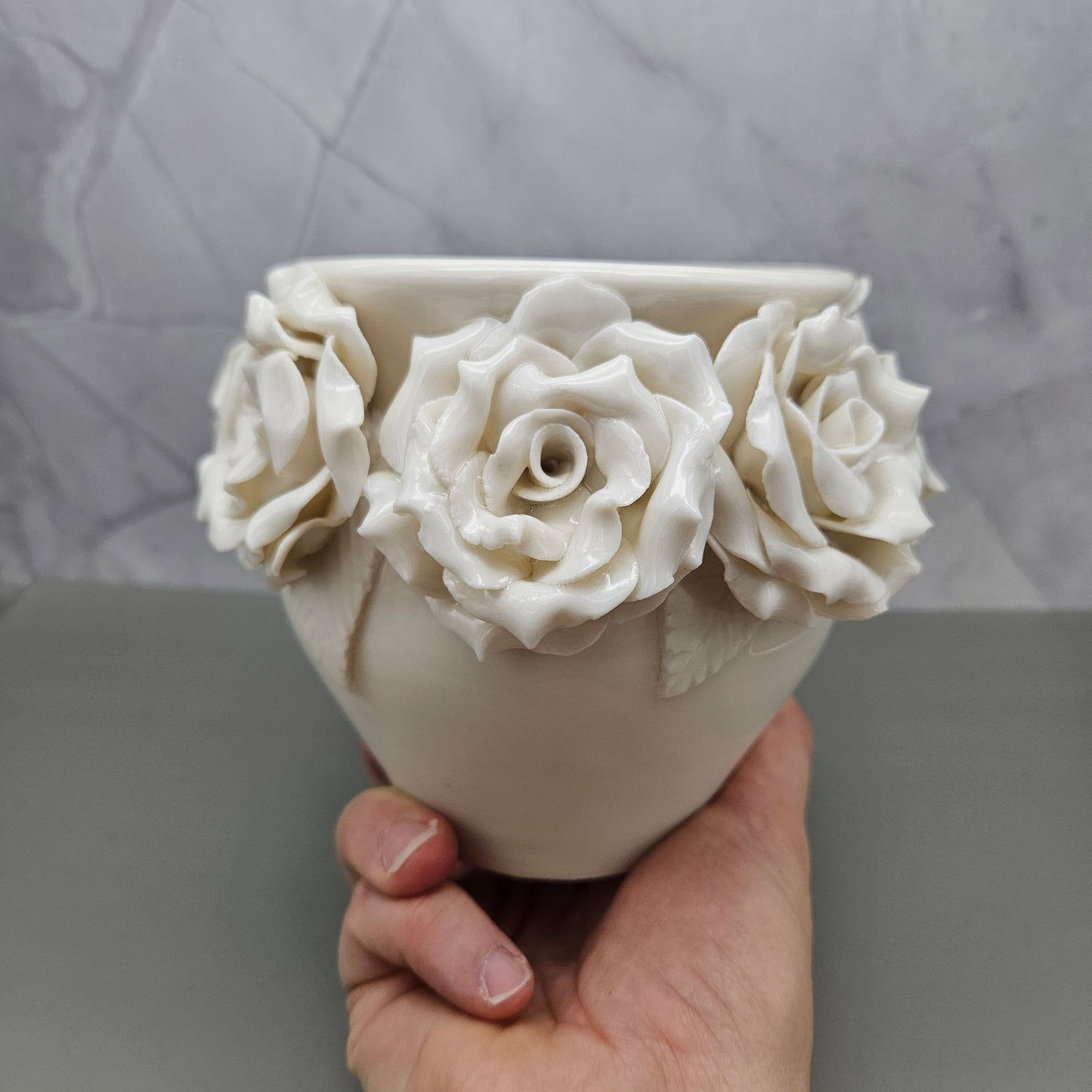 White Frost 4 inch tall rose vase