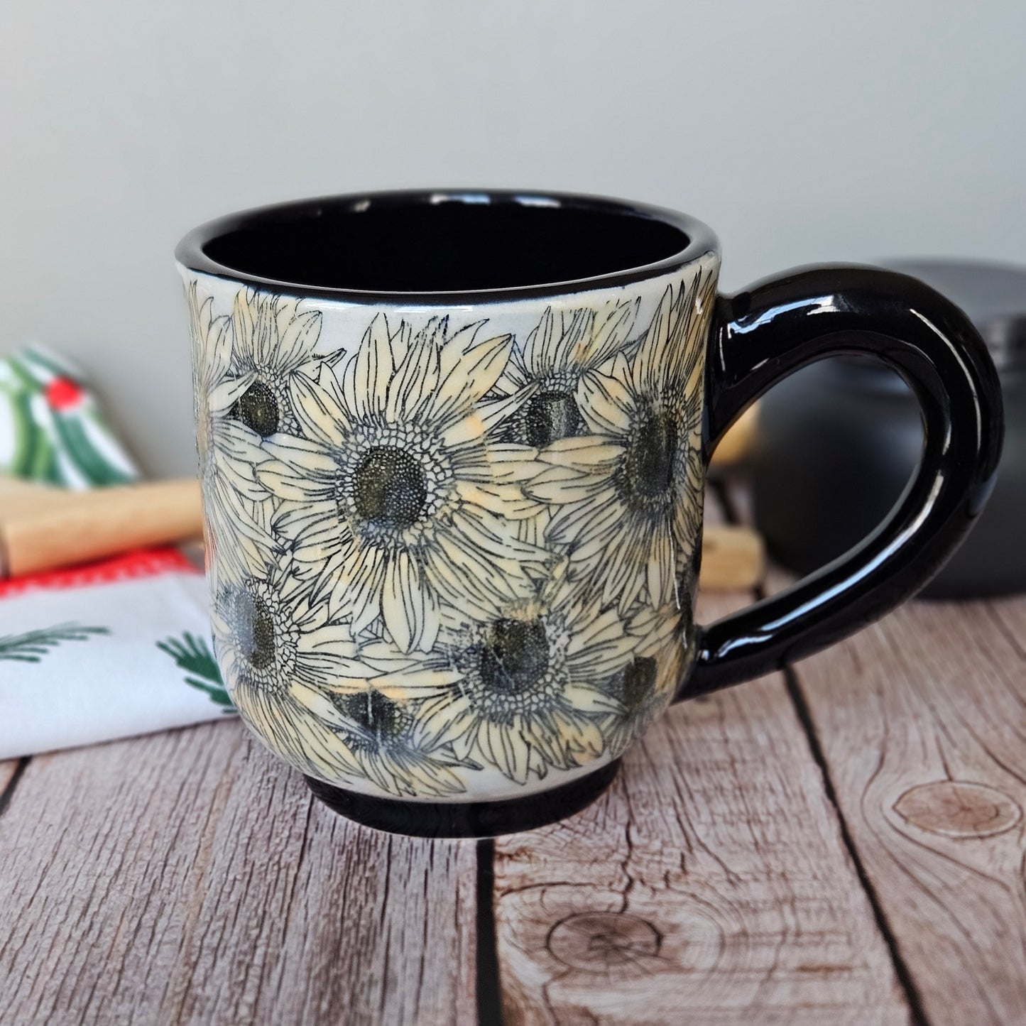 Yellow and Black Sunflower 10 oz mug