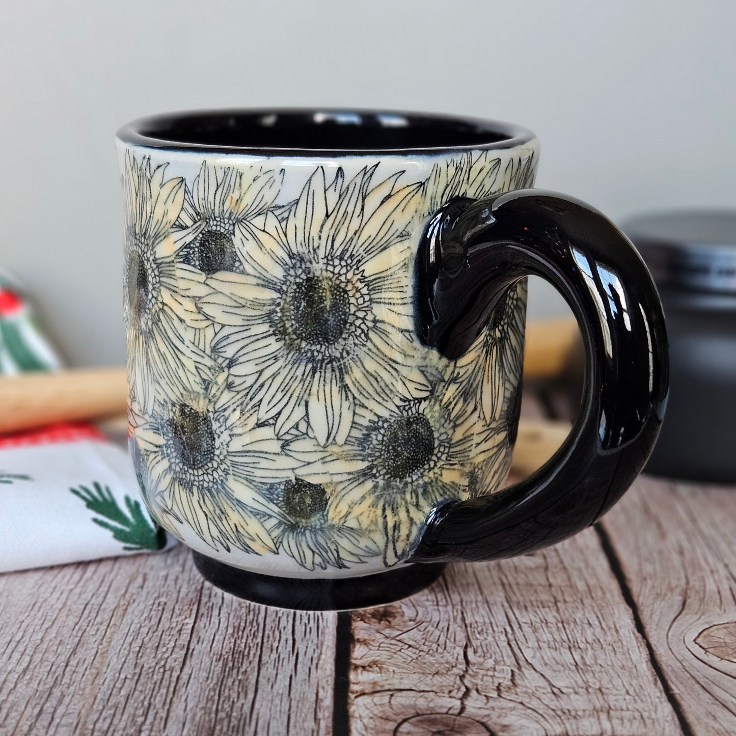 Yellow and Black Sunflower 10 oz mug