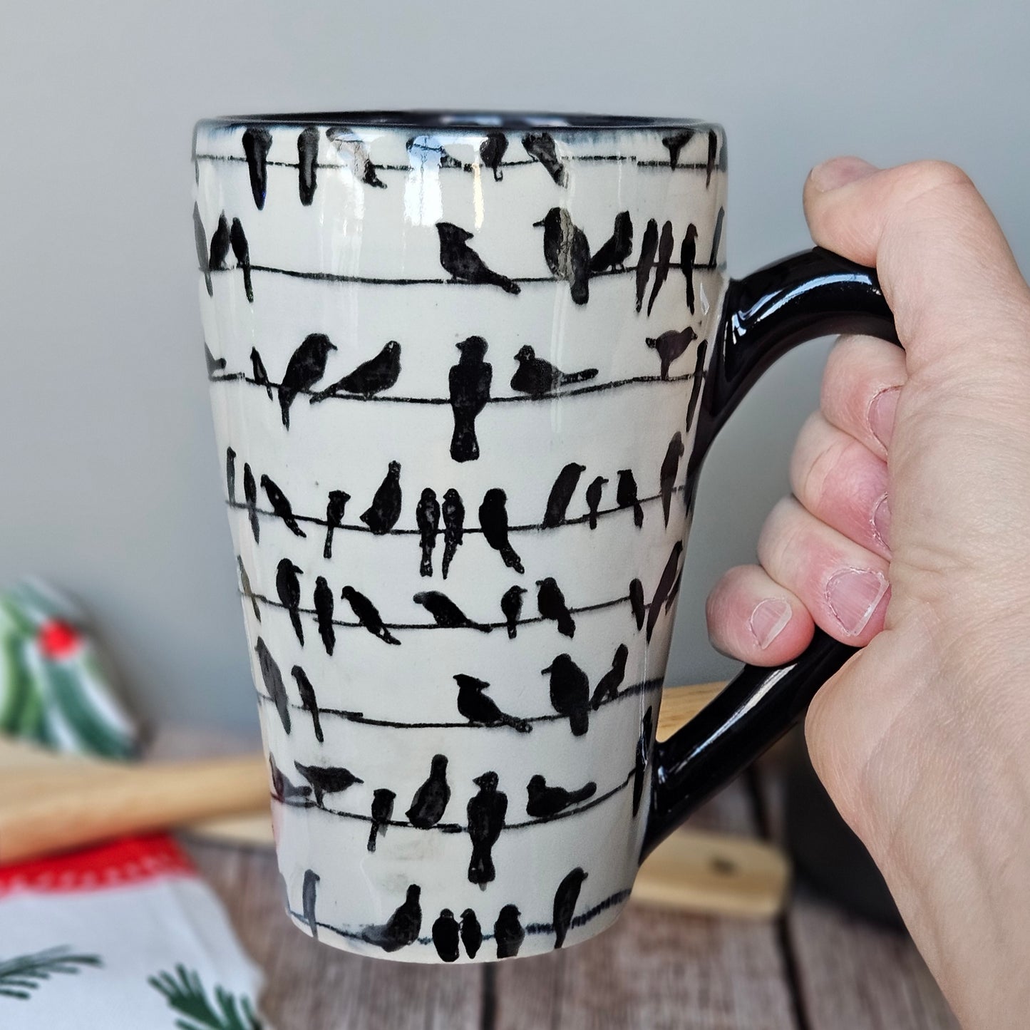 Black and white mug, The Birds are Watching You