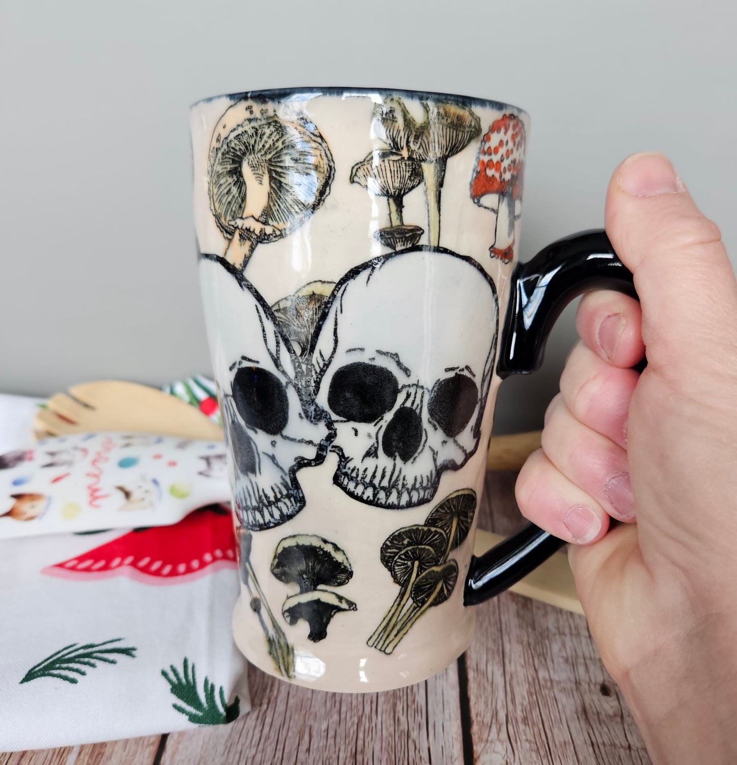 Pink death by mushrooms mug, 16 oz.