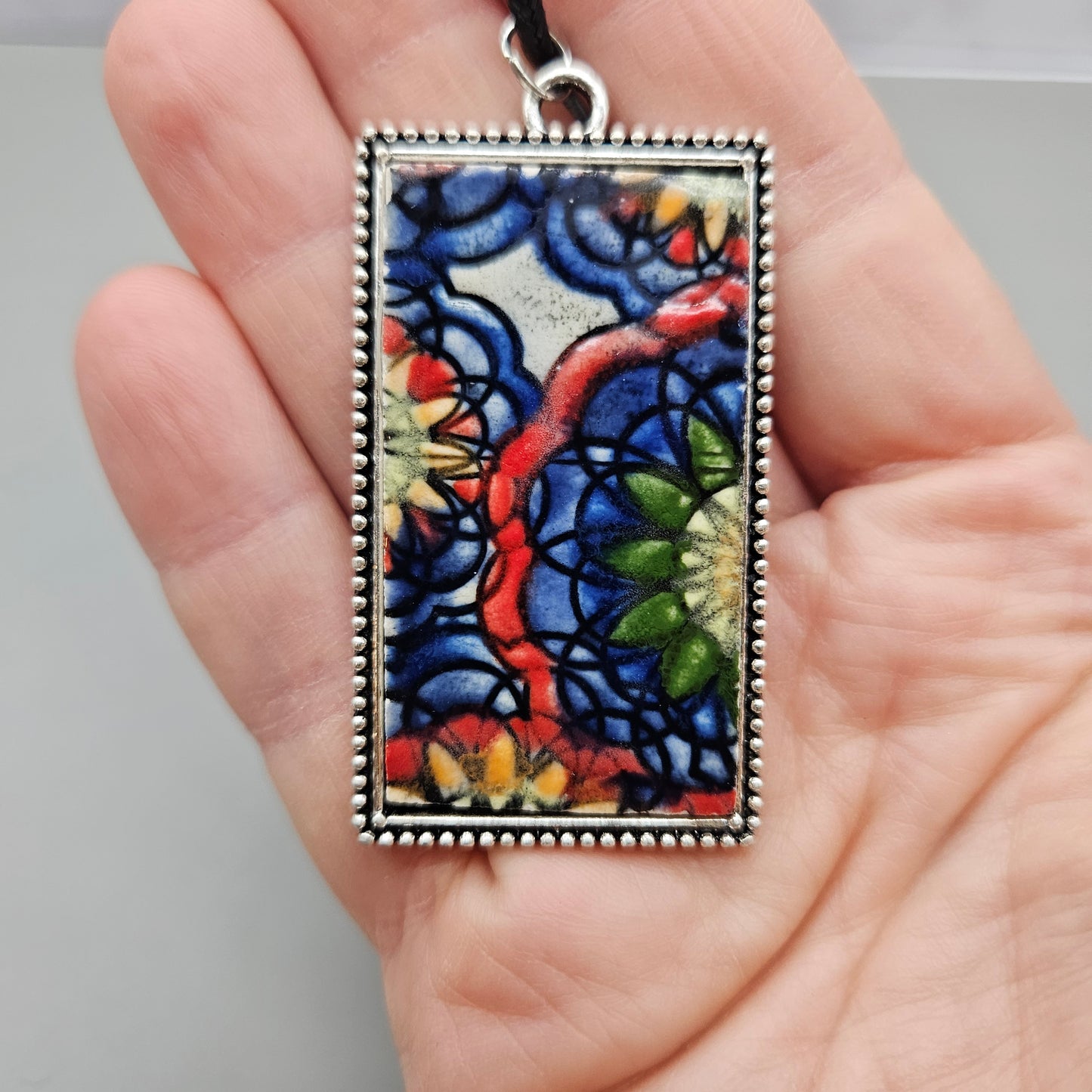 2 inch by 1 inch rectangle pendants with metal frame