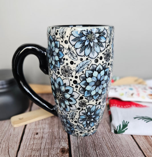 Blue, black and white 12 oz mug