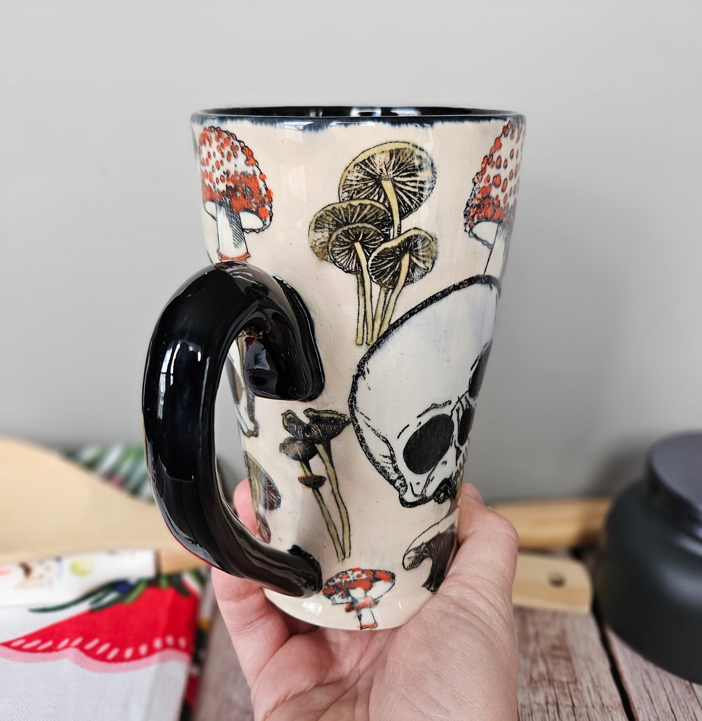 Pink death by mushrooms mug, 16 oz.