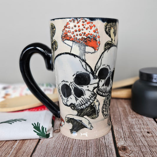 Pink death by mushrooms mug, 16 oz.