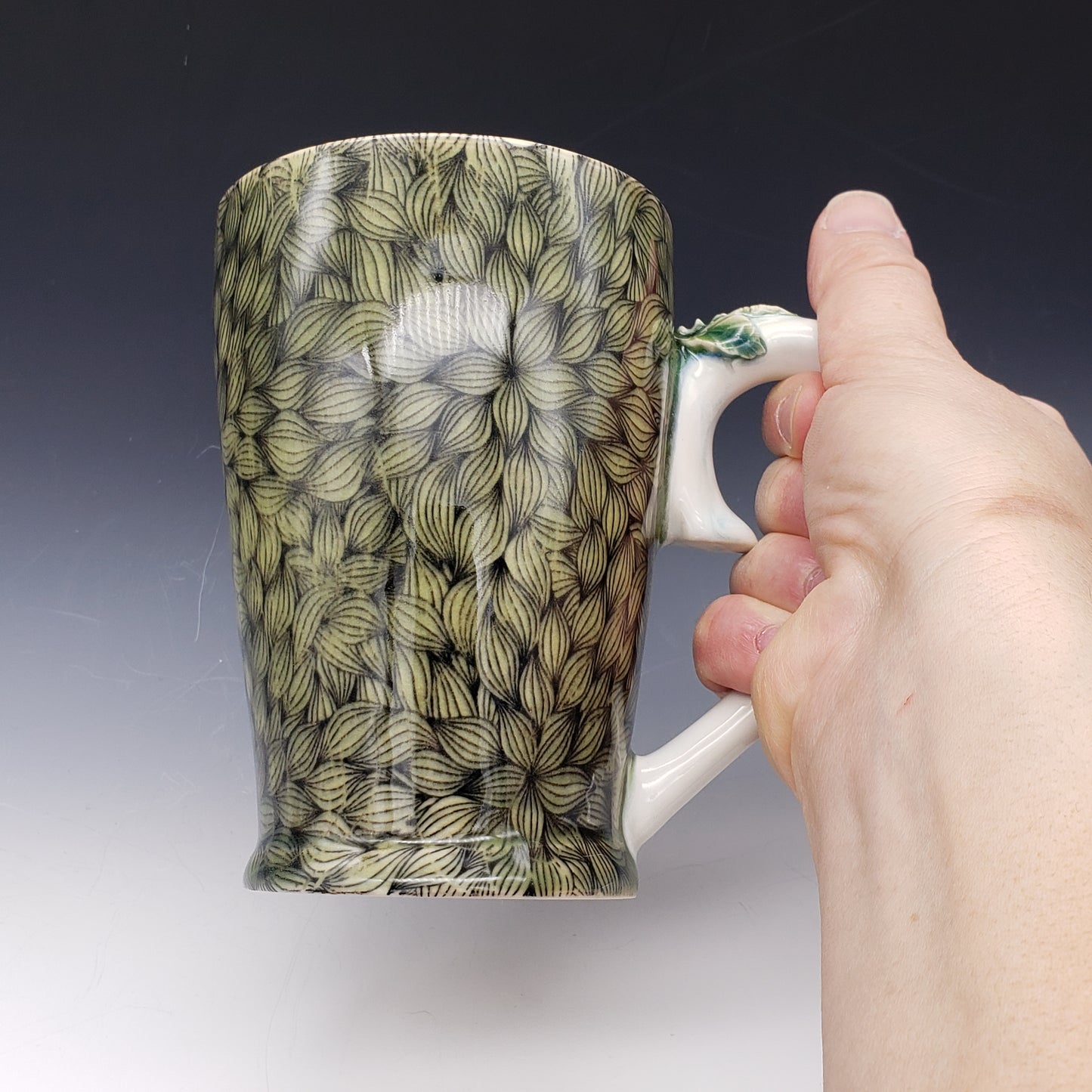 Green leaf mug